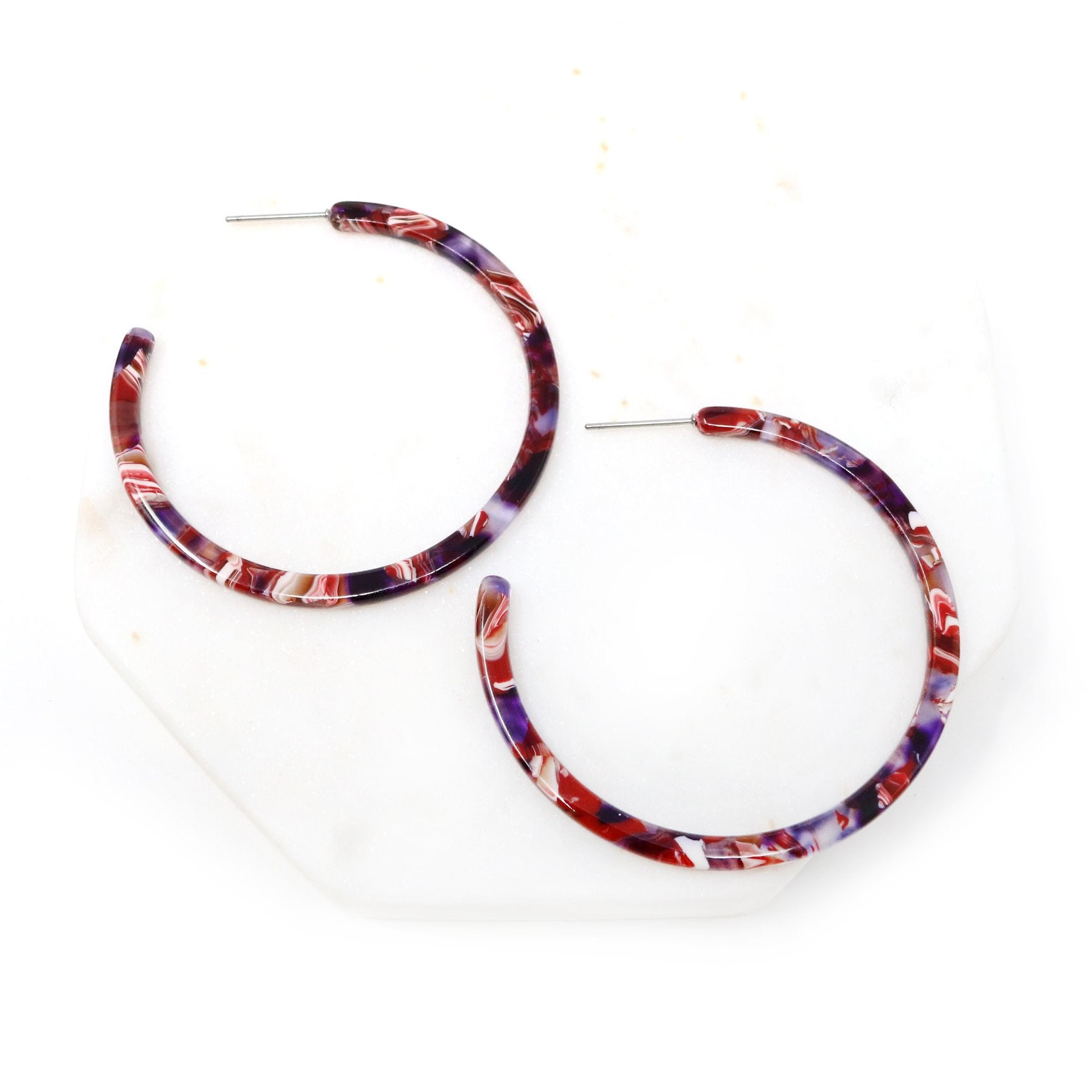 Circle Resin Hoop Earrings - Bauble Sky