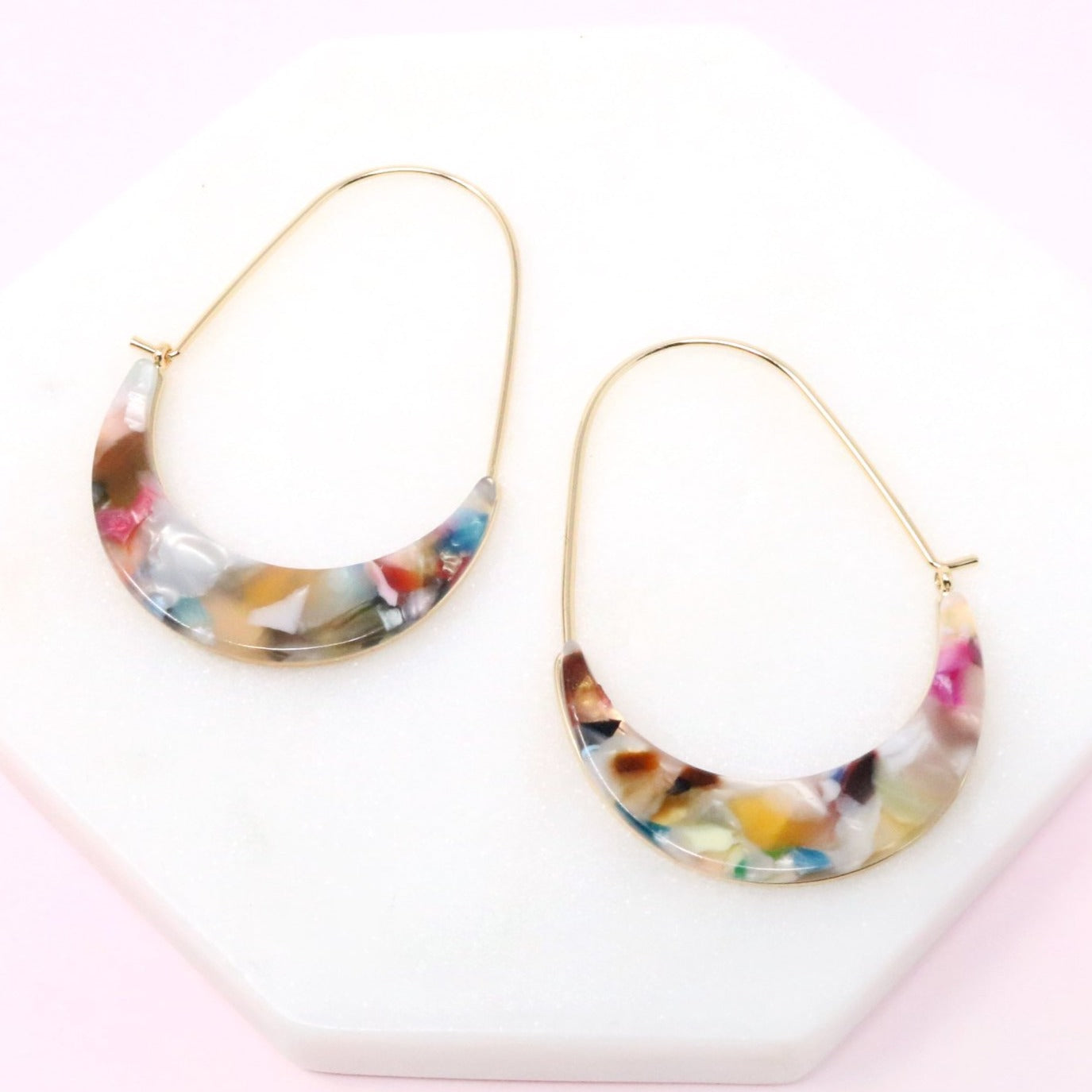 Crescent Resin Hoop Earrings