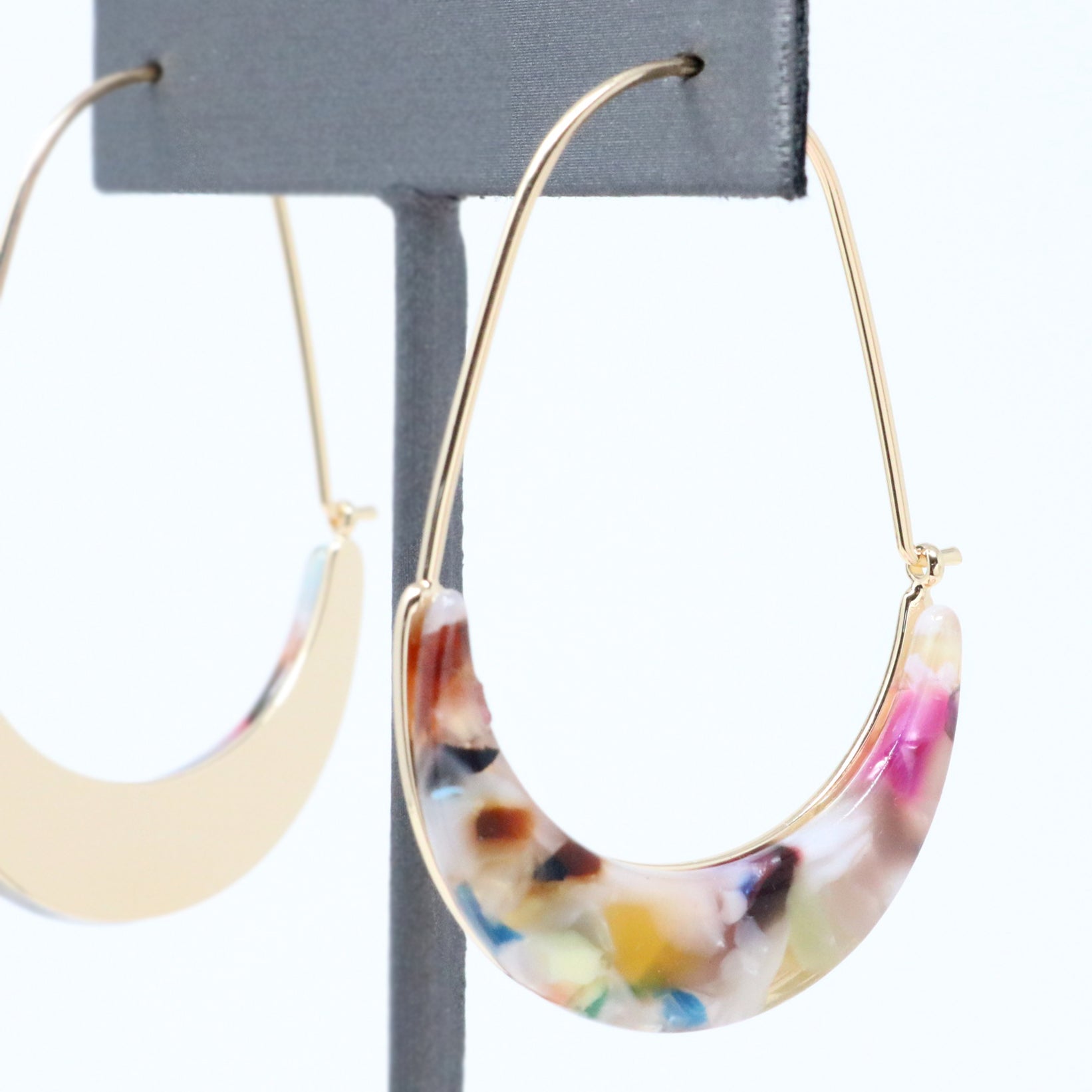 Crescent Resin Hoop Earrings