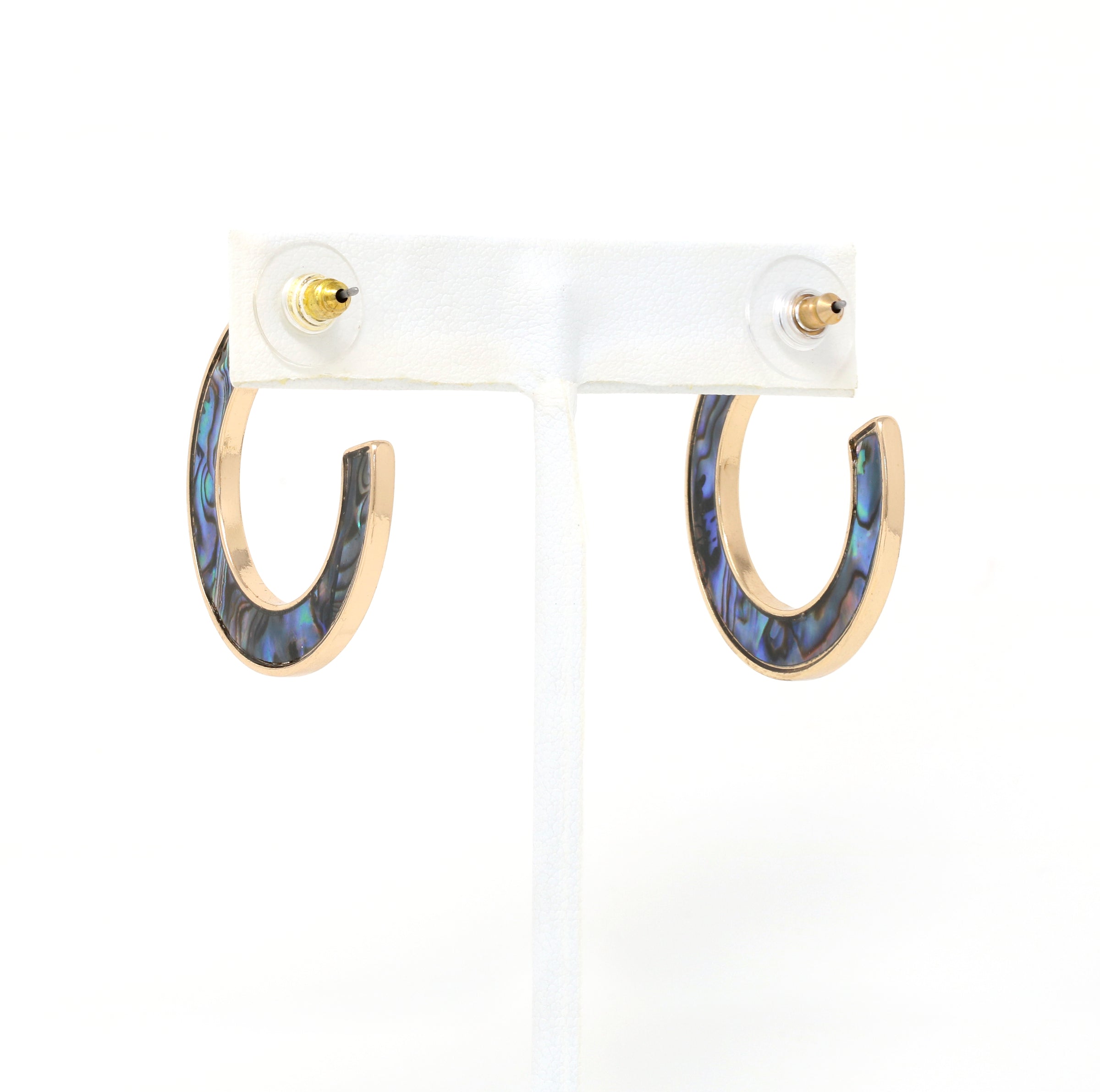 Iridescent Natural Abalone Shell Hoops