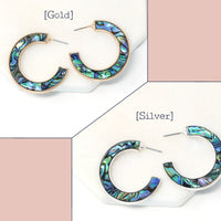 Iridescent Natural Abalone Shell Hoops