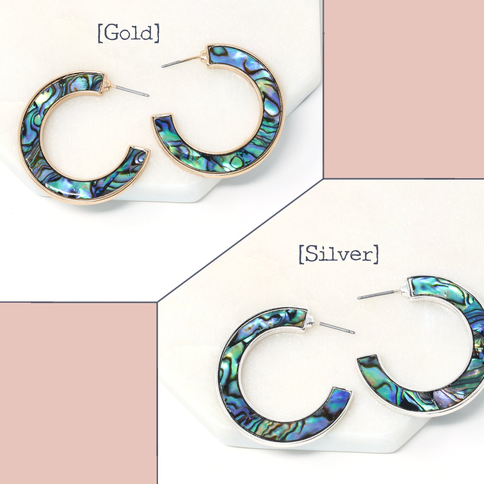 Iridescent Natural Abalone Shell Hoops