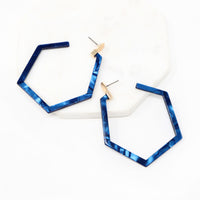 Lightweight Modern Hexagon Resin Hoop Earrings