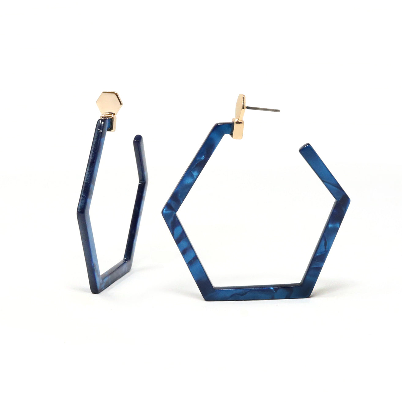 Lightweight Modern Hexagon Resin Hoop Earrings