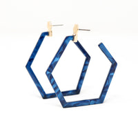 Lightweight Modern Hexagon Resin Hoop Earrings