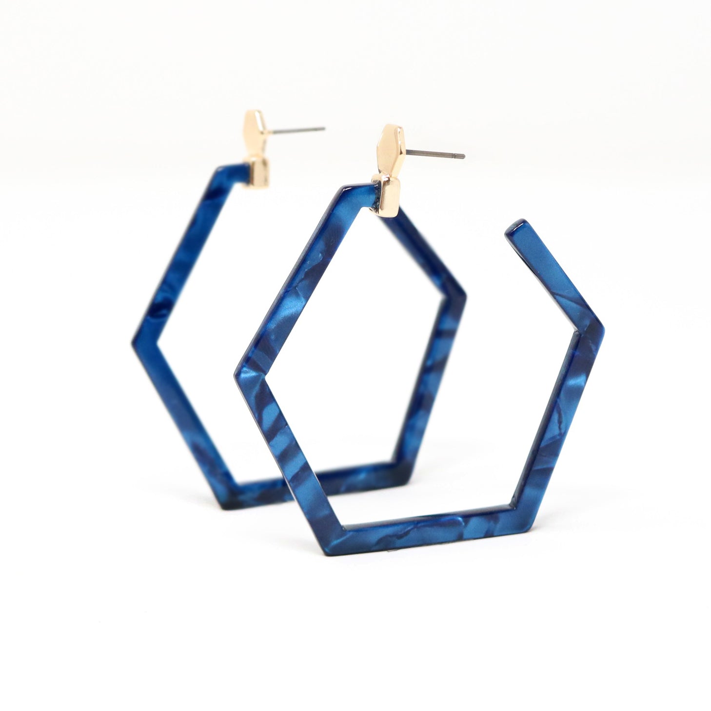 Lightweight Modern Hexagon Resin Hoop Earrings