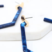 Lightweight Modern Hexagon Resin Hoop Earrings