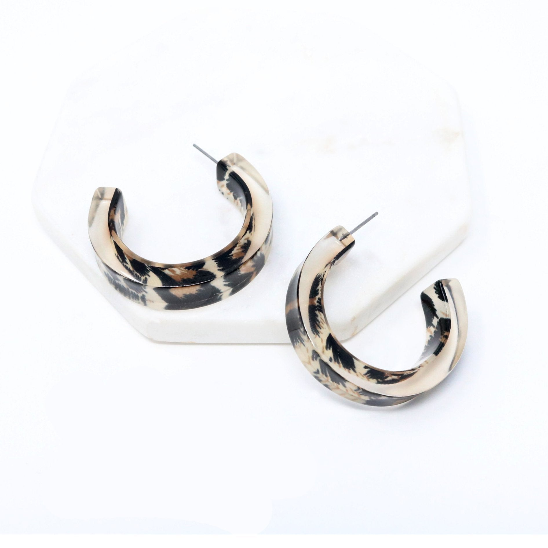 Leopard Resin Hoop Earring - Bauble Sky