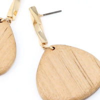 Wooden Geometric Teardrop Dangle & Drop Statement Earring - Bauble Sky