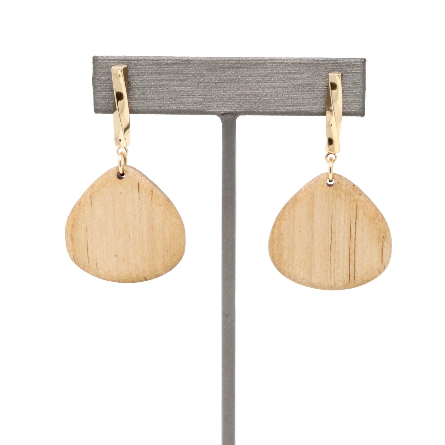 Wooden Geometric Teardrop Dangle & Drop Statement Earring - Bauble Sky