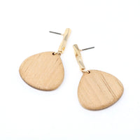 Wooden Geometric Teardrop Dangle & Drop Statement Earring - Bauble Sky