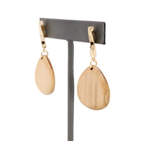 Wooden Geometric Teardrop Dangle & Drop Statement Earring - Bauble Sky
