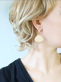 Wooden Geometric Teardrop Dangle & Drop Statement Earring - Bauble Sky