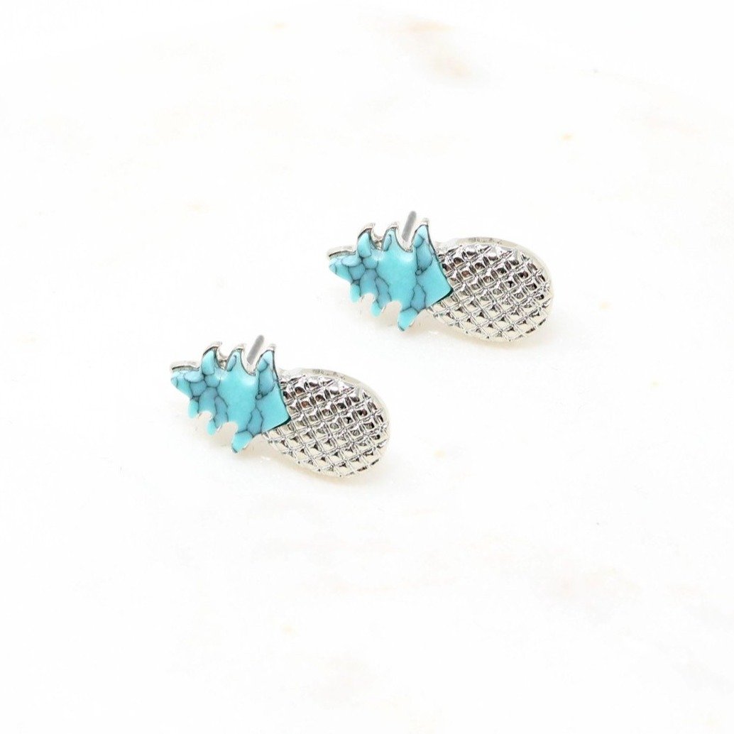 Pineapple Stone Stud - Bauble Sky