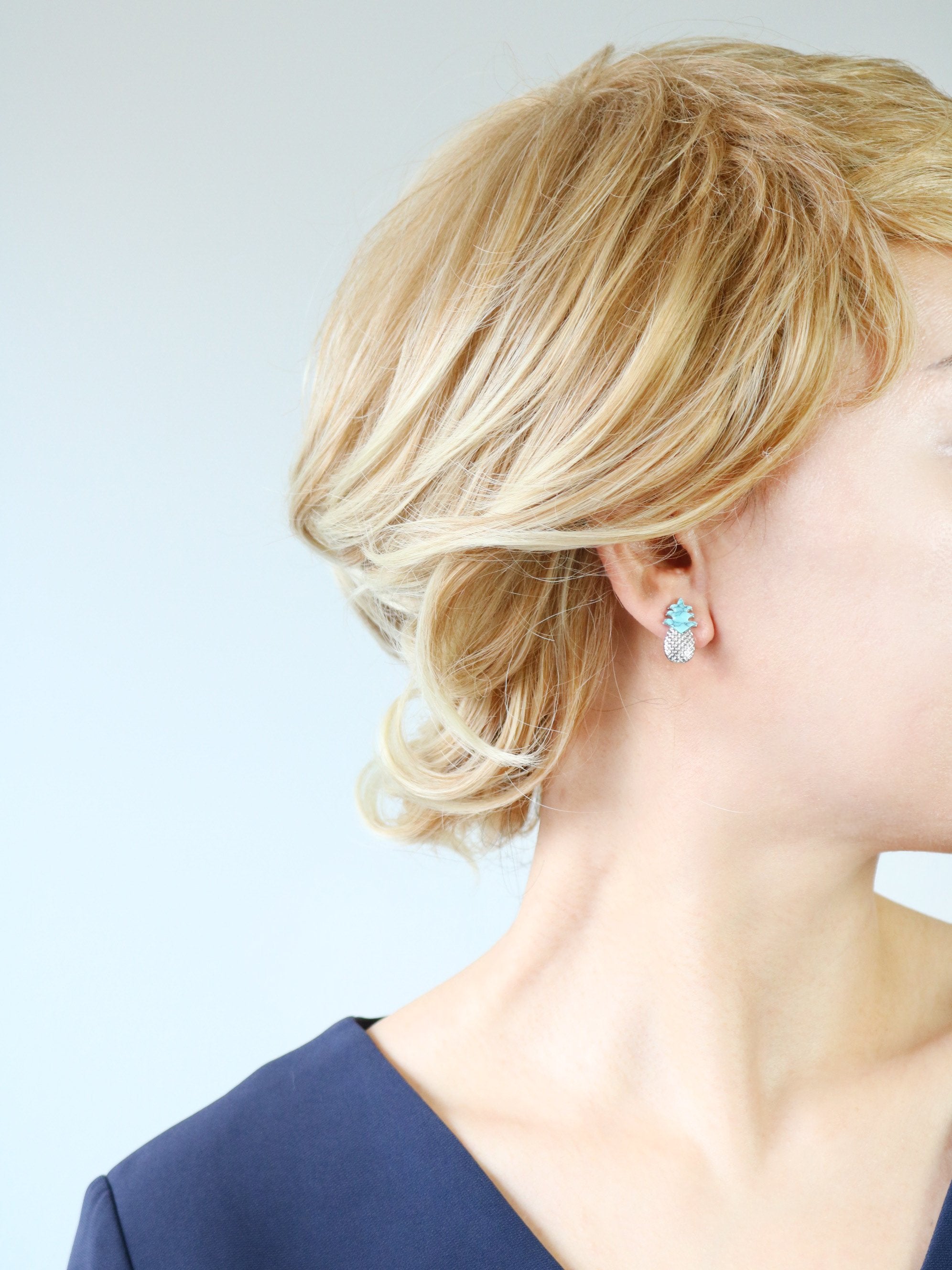 Pineapple Stone Stud - Bauble Sky