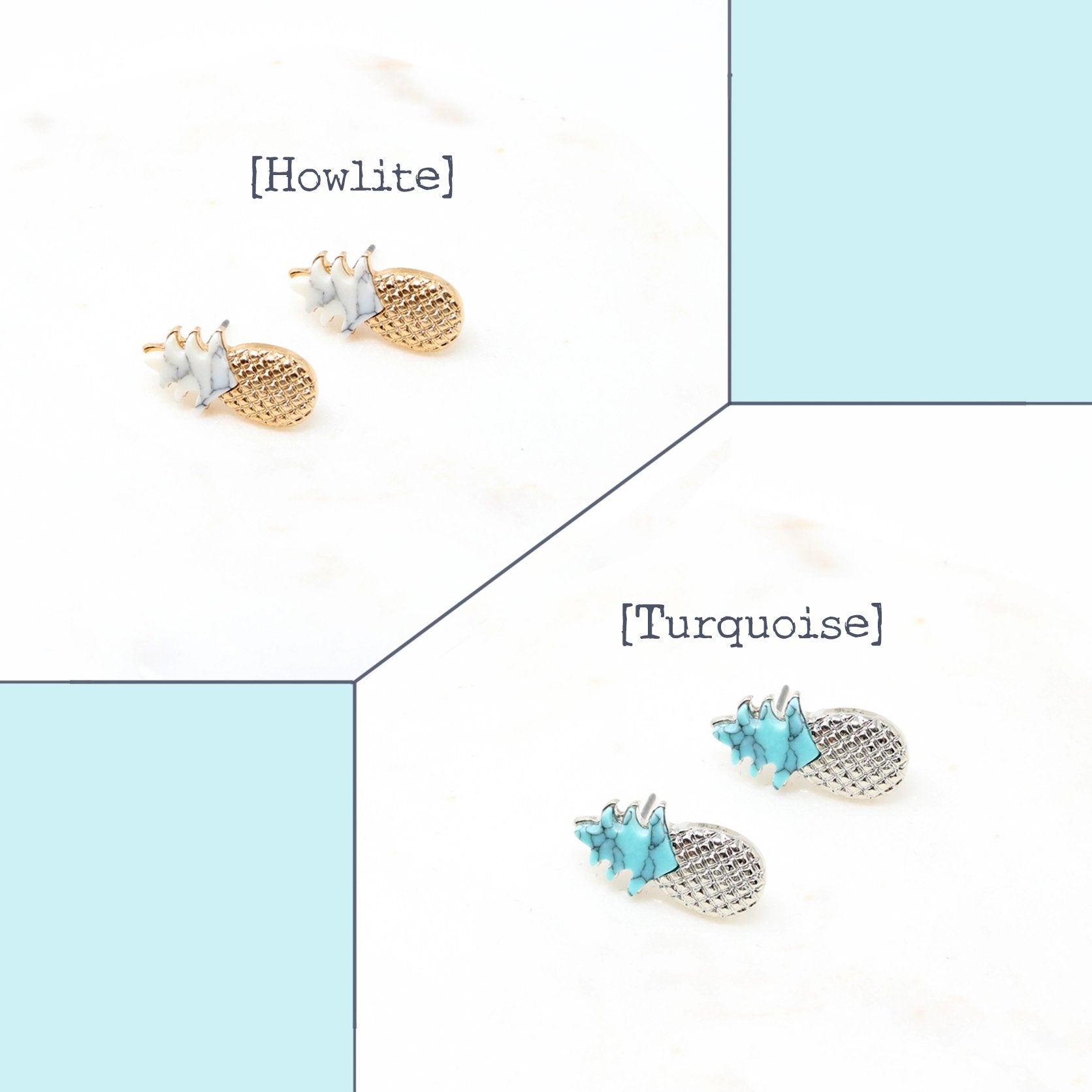 Pineapple Stone Stud - Bauble Sky
