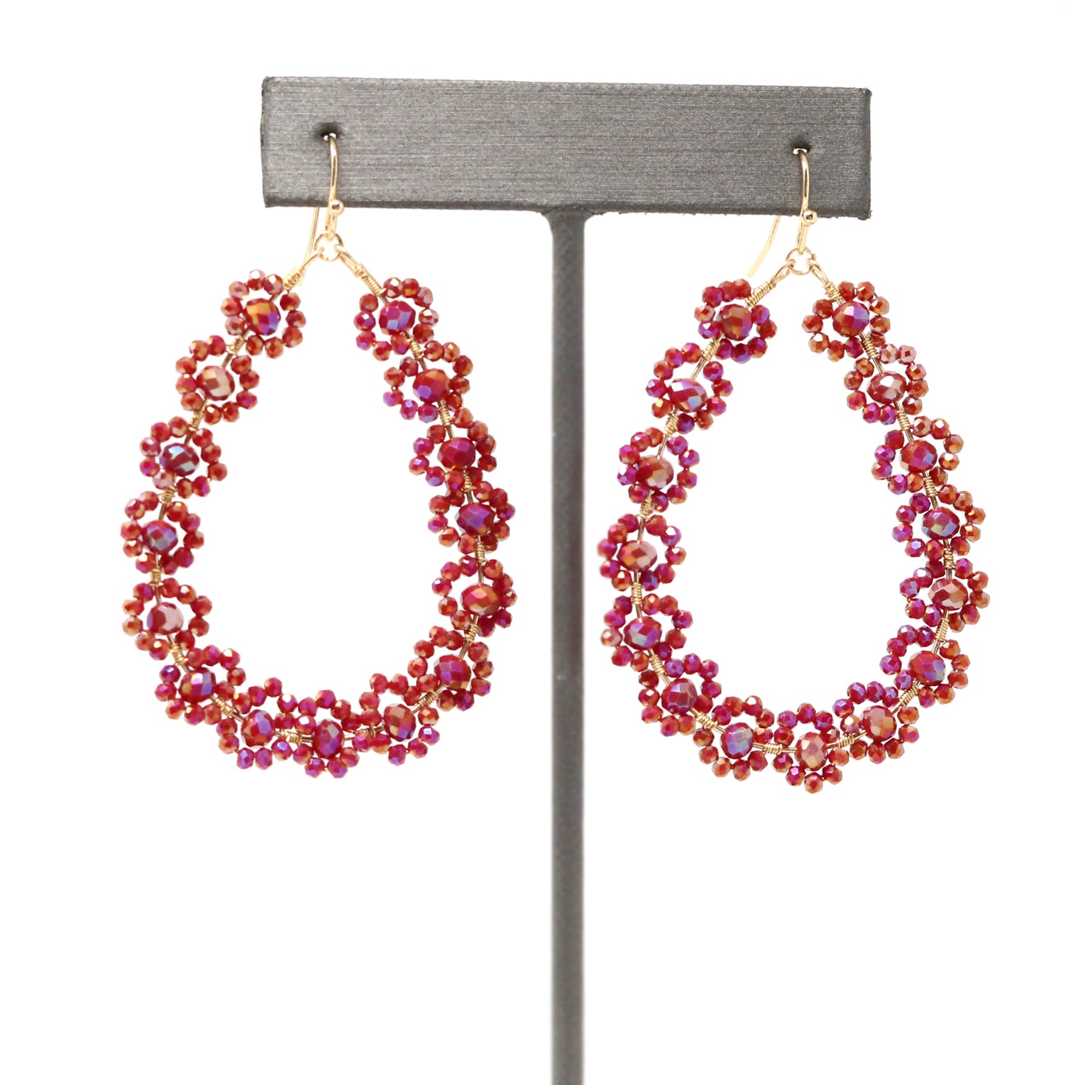 Teardrop Glass Beaded Earrings