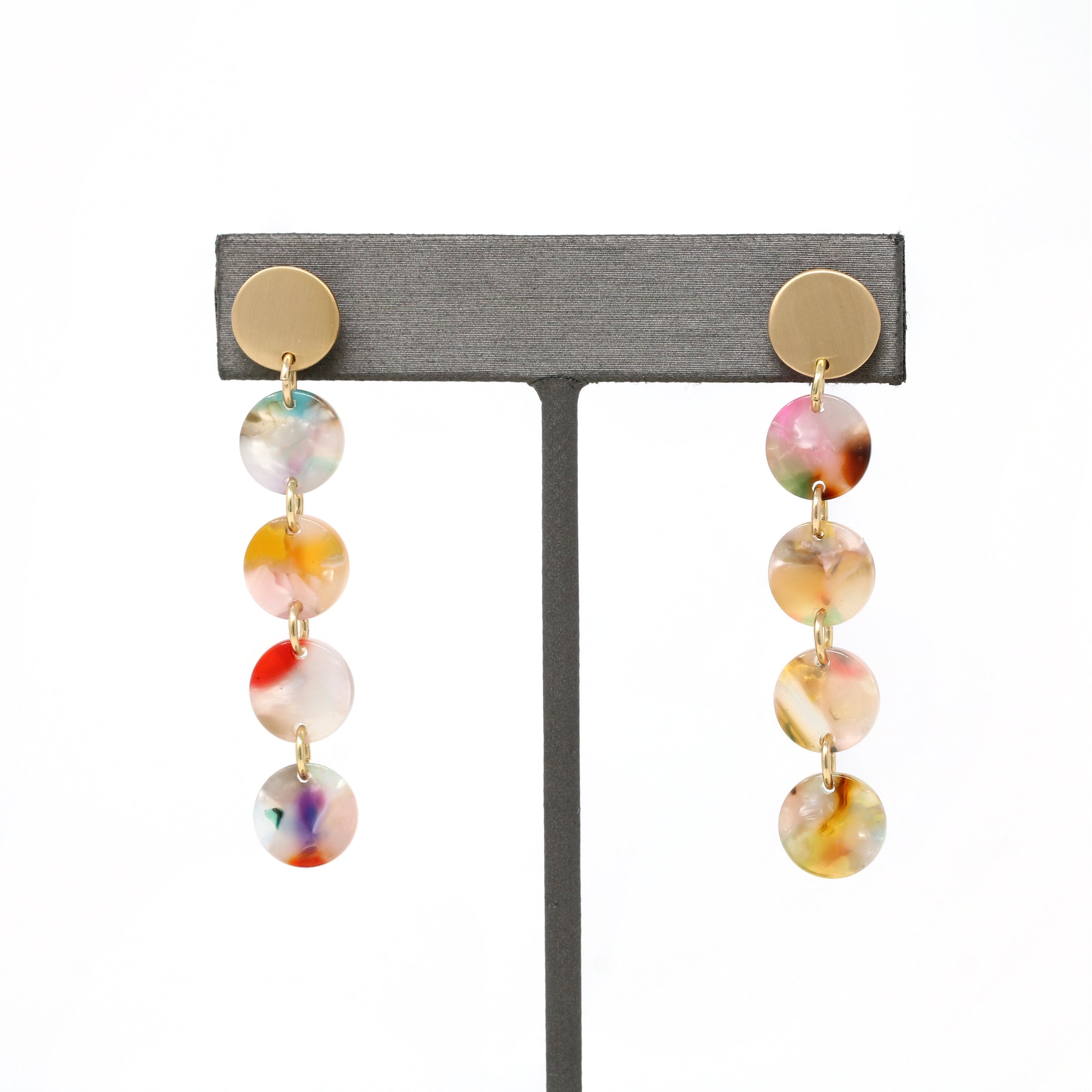 Circle Resin Long Drop Earring - Bauble Sky