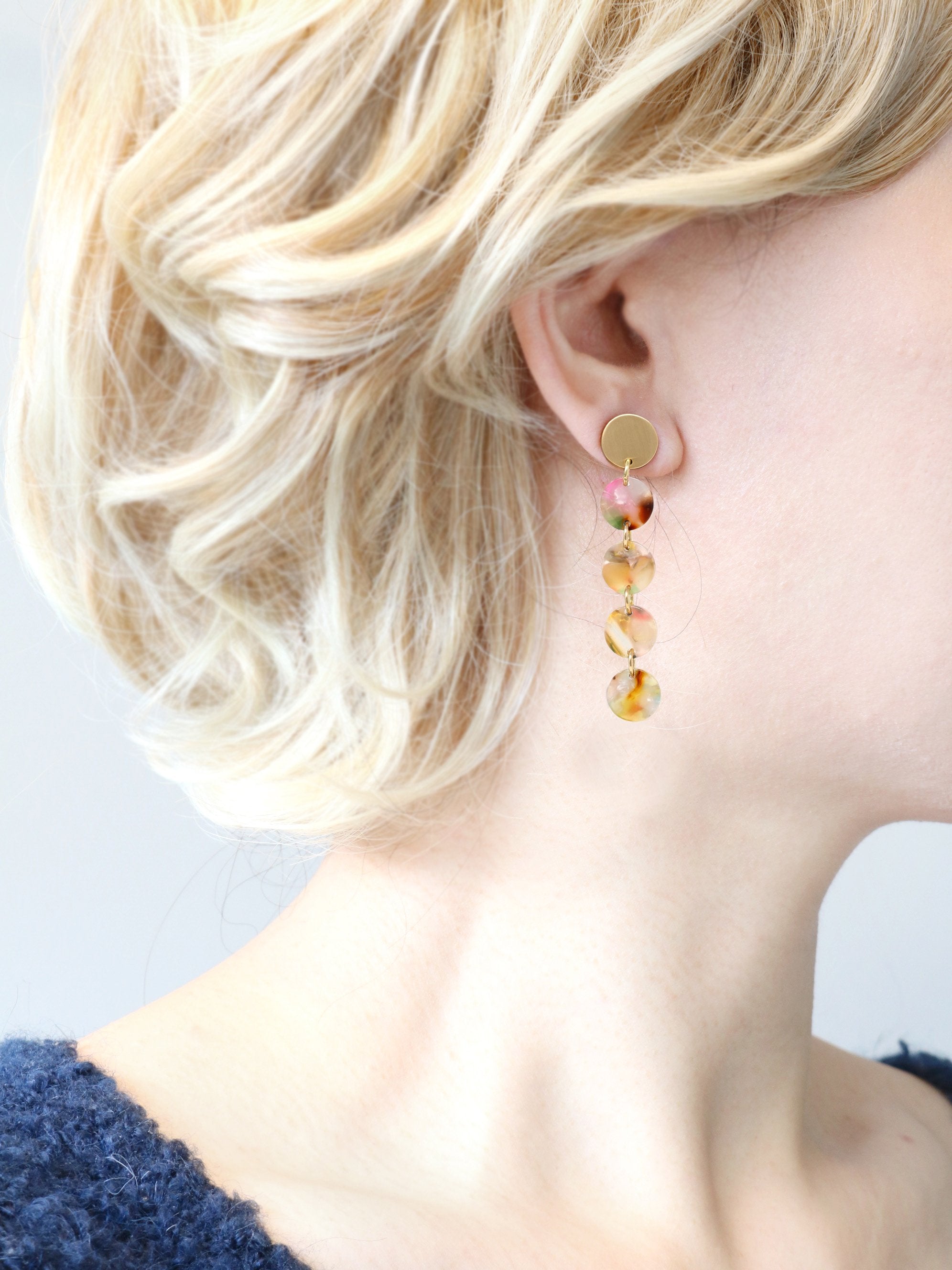 Circle Resin Long Drop Earring - Bauble Sky