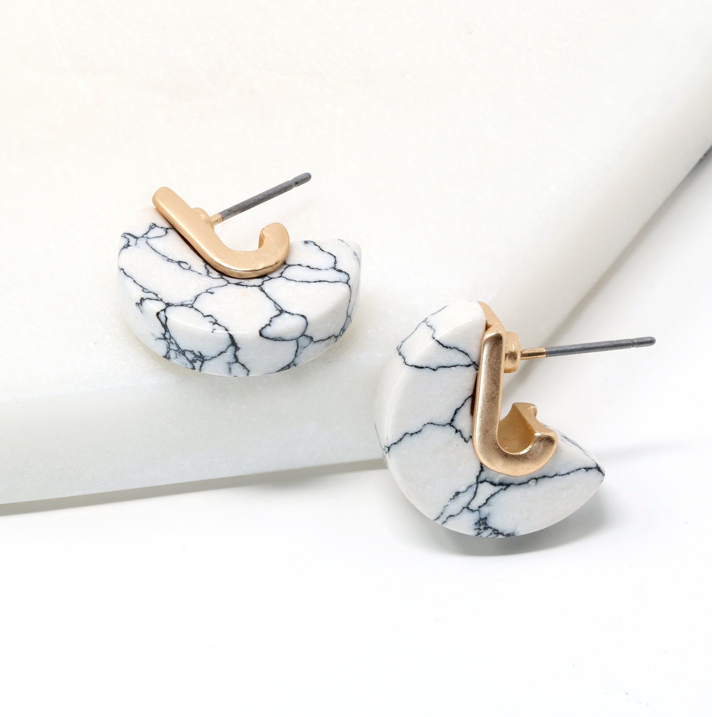 Small Semi-precious Stone Stud Hoop Earring - Bauble Sky