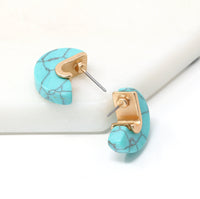 Small Semi-precious Stone Stud Hoop Earring - Bauble Sky