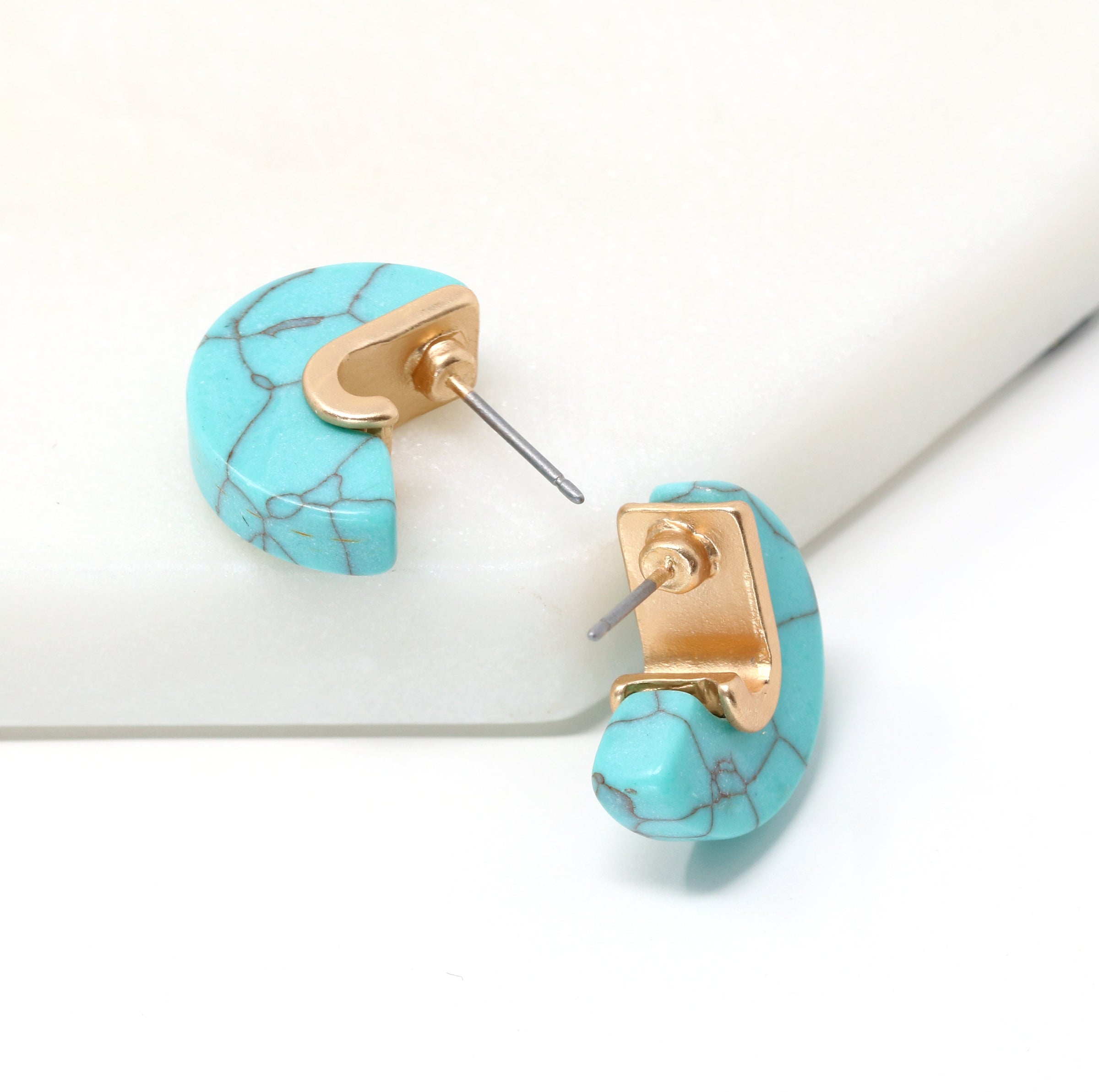Small Semi-precious Stone Stud Hoop Earring - Bauble Sky