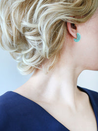 Small Semi-precious Stone Stud Hoop Earring - Bauble Sky