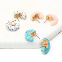 Small Semi-precious Stone Stud Hoop Earring - Bauble Sky