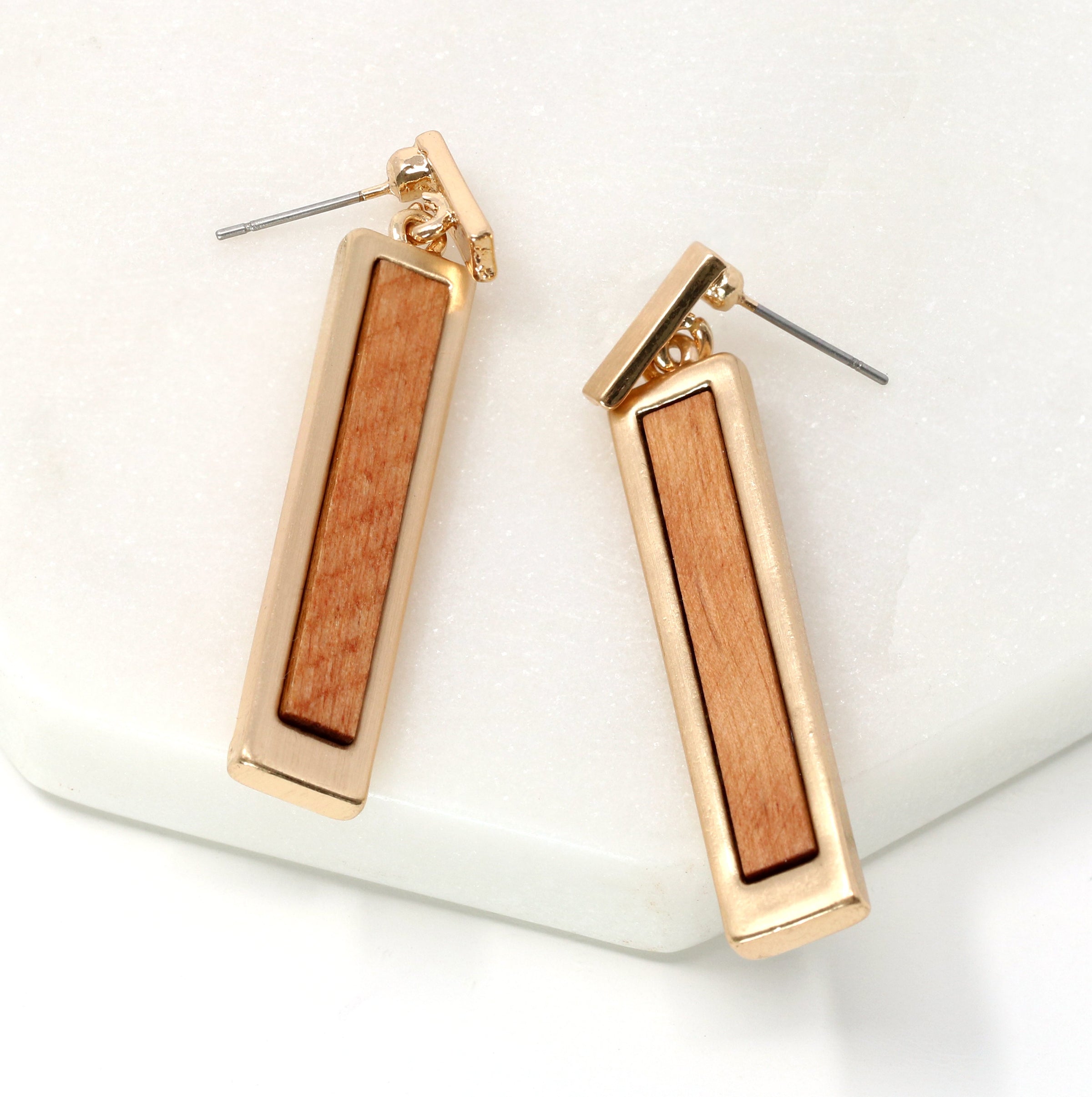 Wooden Bar Earring - Bauble Sky