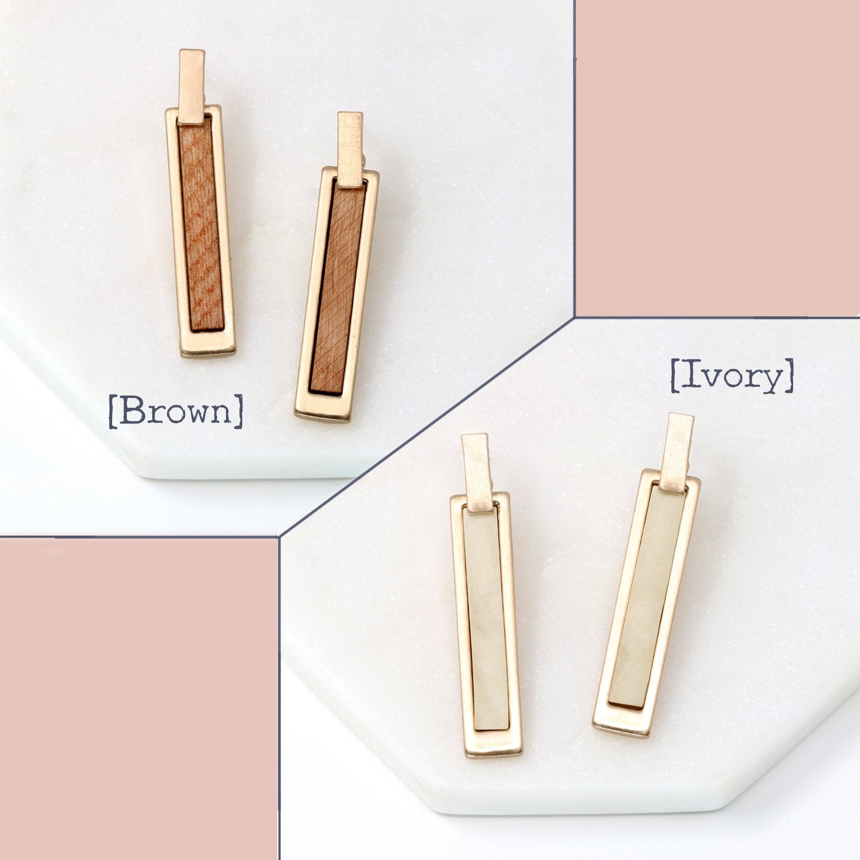 Wooden Bar Earring - Bauble Sky