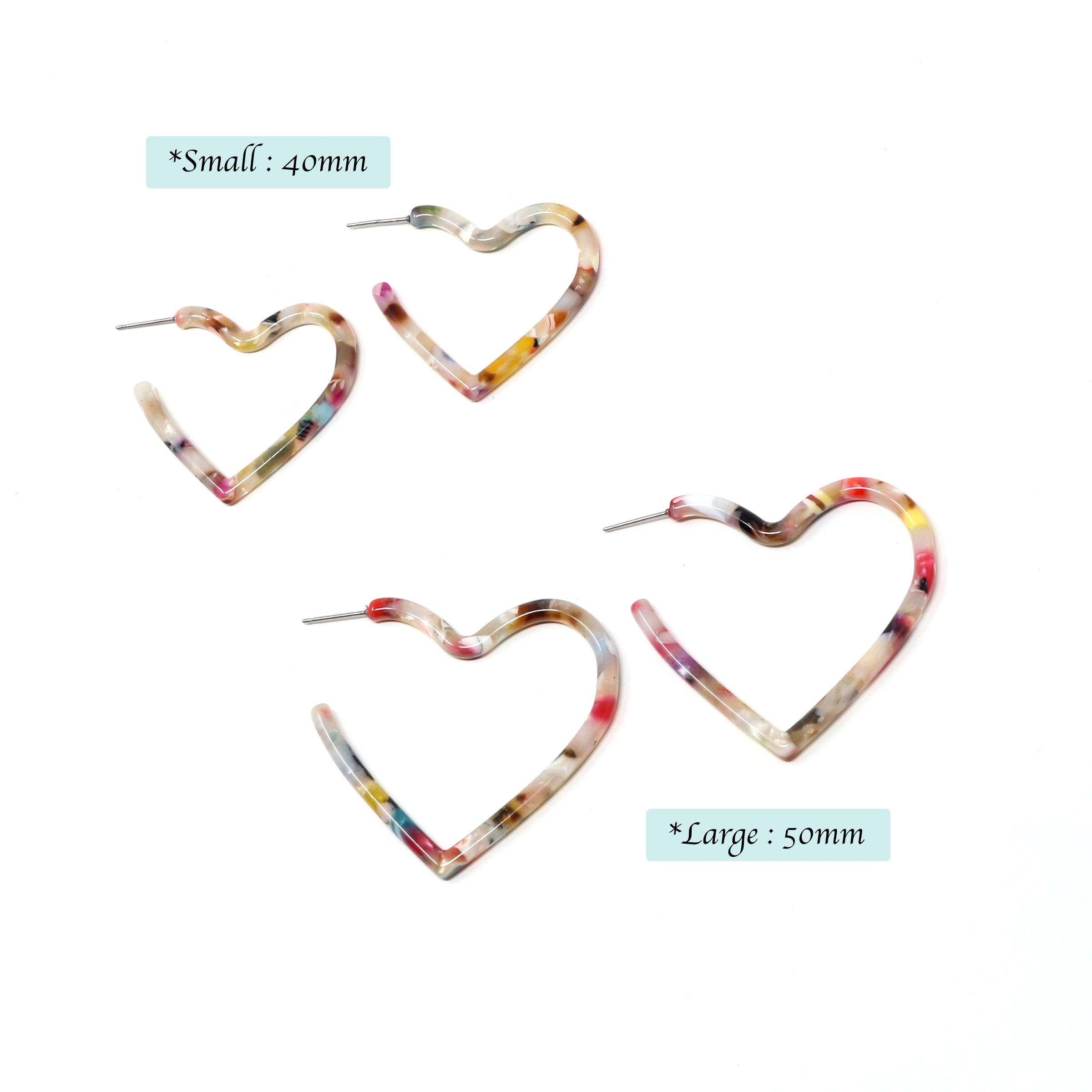 Heart Resin Hoop Earring - Bauble Sky