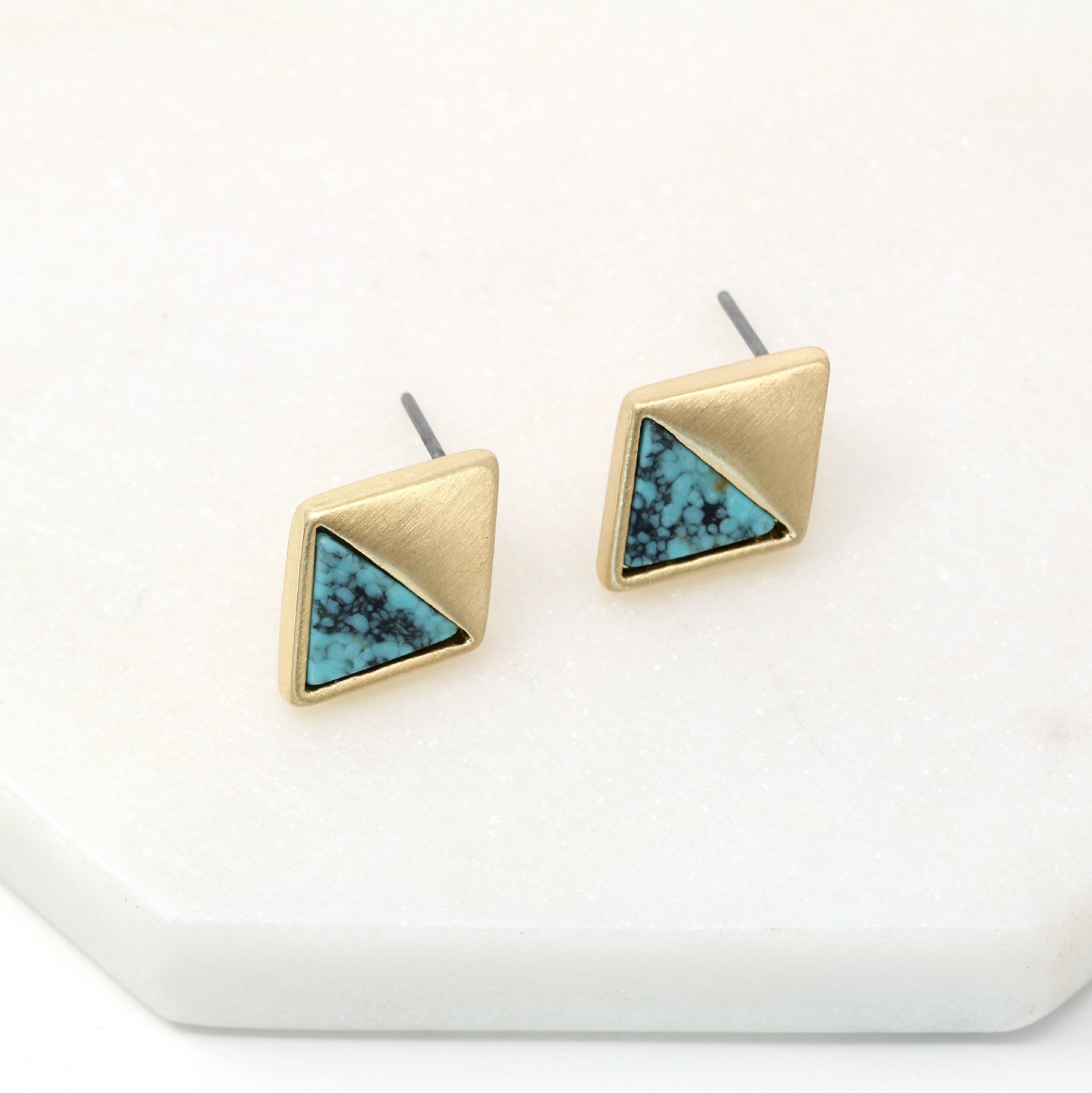 Semi-Precious Stone Modern Stud - Bauble Sky