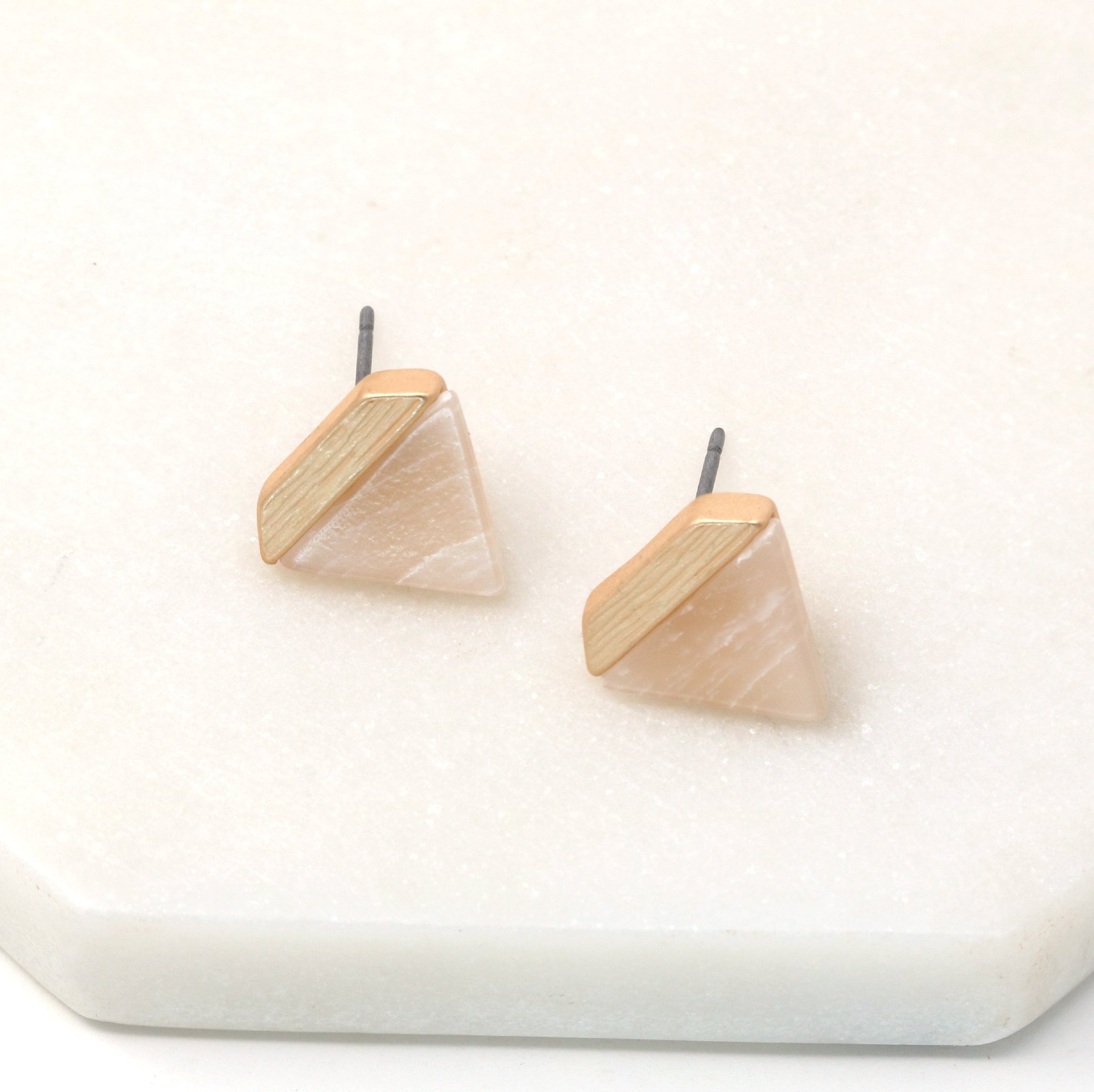 Small Hexagon Stone Stud - Bauble Sky