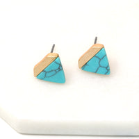 Small Hexagon Stone Stud - Bauble Sky