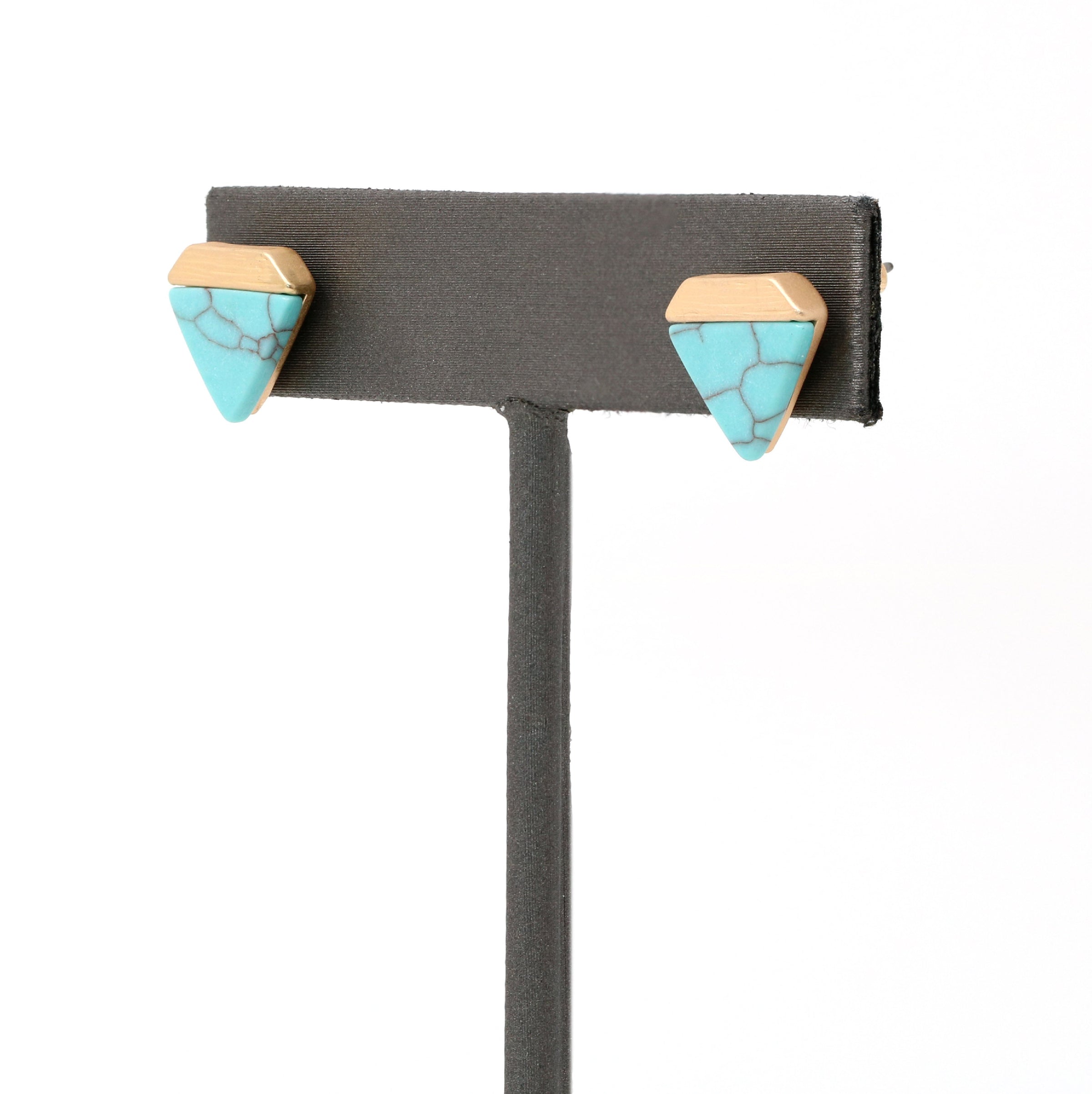Small Hexagon Stone Stud - Bauble Sky