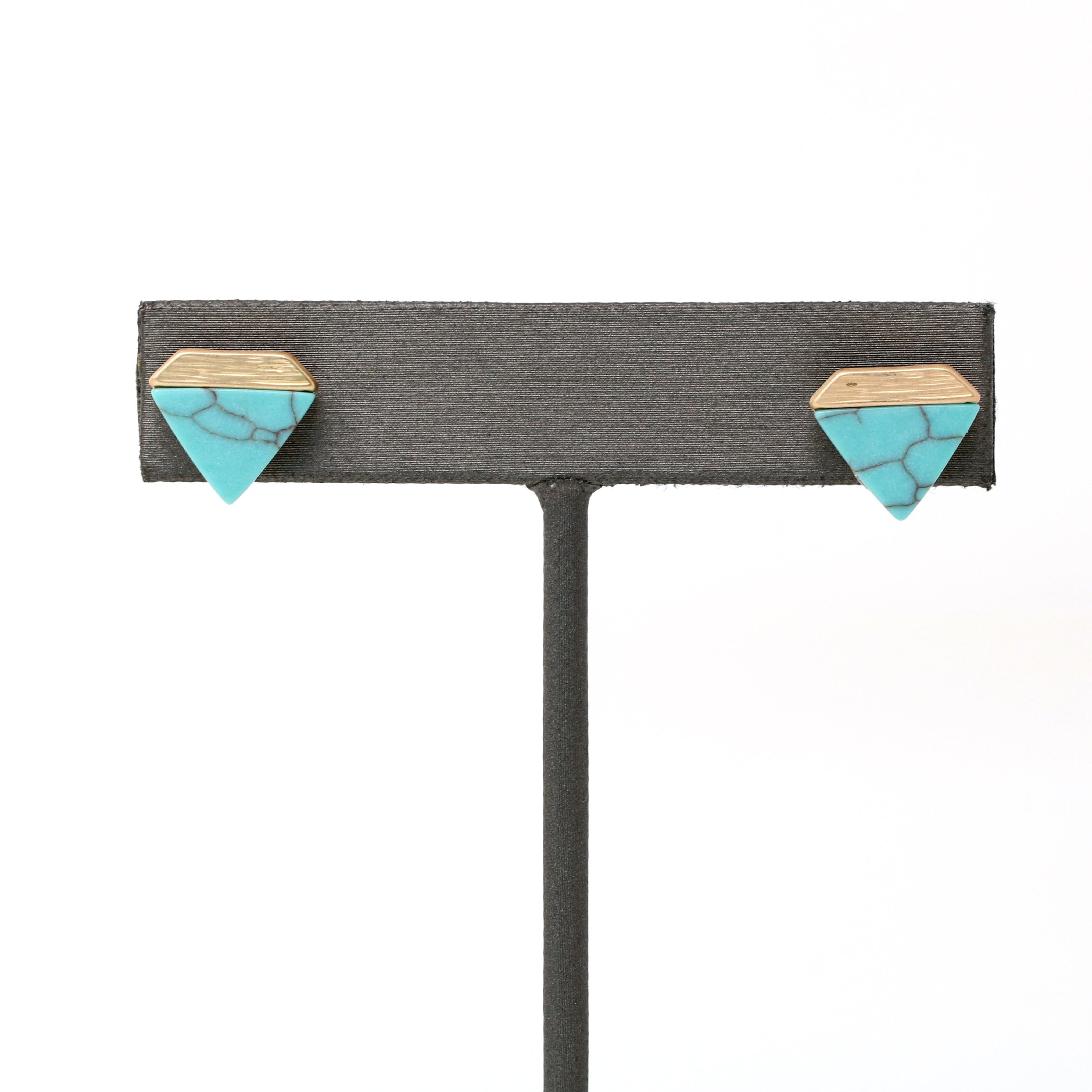 Small Hexagon Stone Stud - Bauble Sky