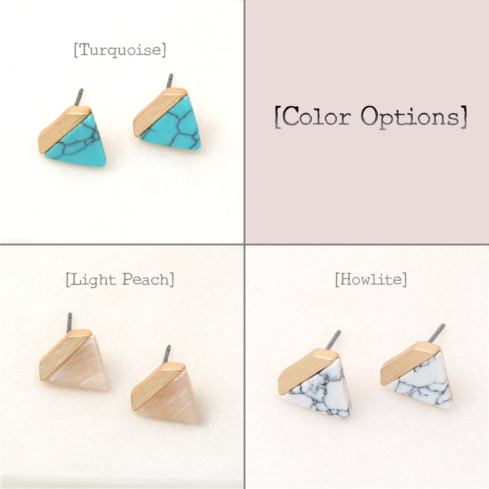 Small Hexagon Stone Stud - Bauble Sky