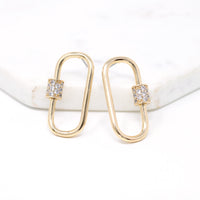 Pave Carabiner Lock Stud Earring - Bauble Sky