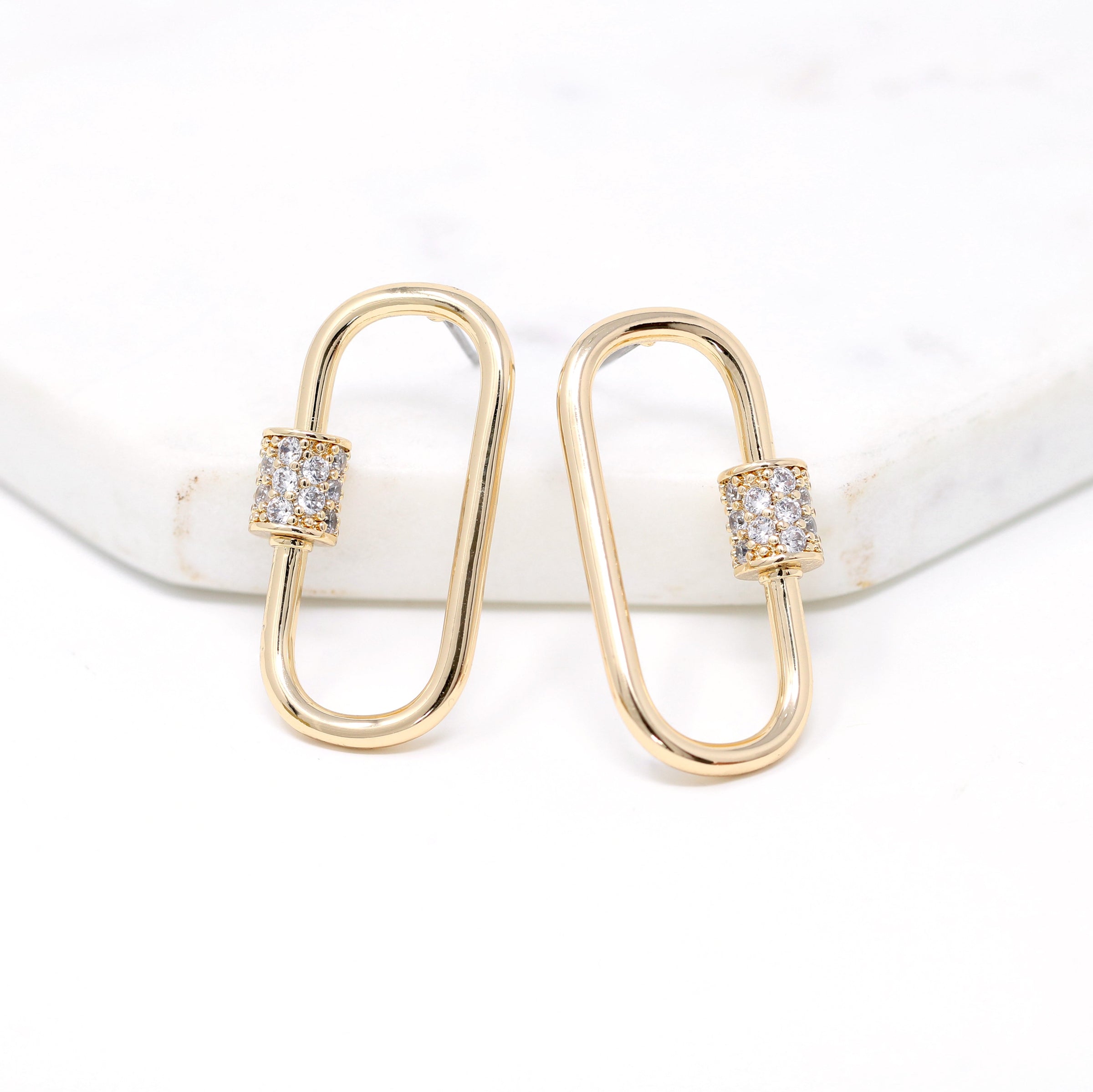 Pave Carabiner Lock Stud Earring - Bauble Sky