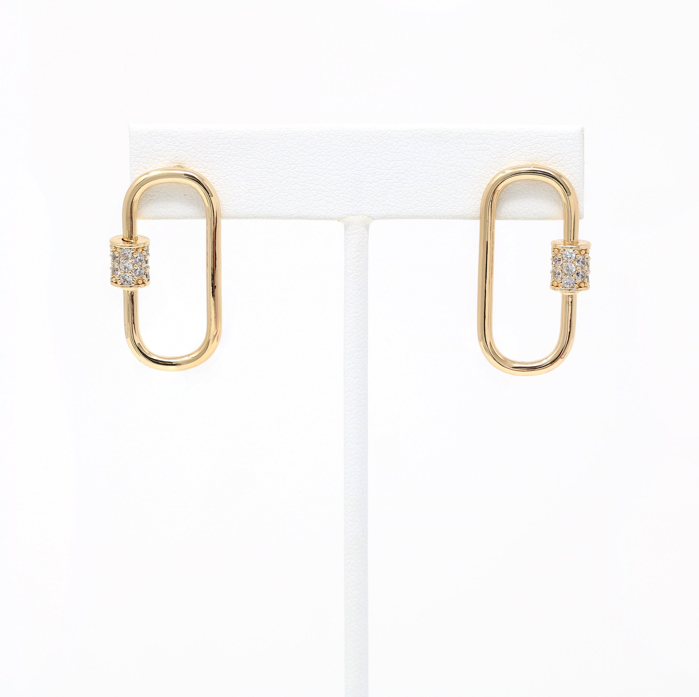 Pave Carabiner Lock Stud Earring - Bauble Sky