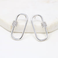 Pave Carabiner Lock Stud Earring - Bauble Sky