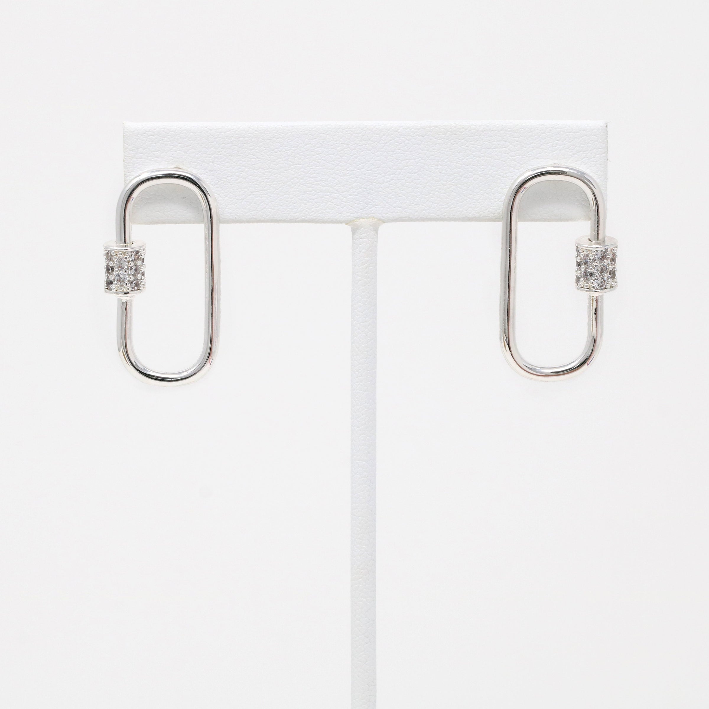 Pave Carabiner Lock Stud Earring - Bauble Sky