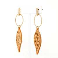 Wooden Leaf Dangle Earrings