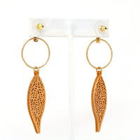 Wooden Leaf Dangle Earrings
