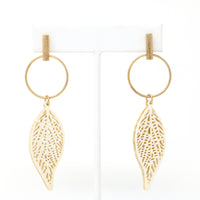 Wooden Leaf Dangle Earrings
