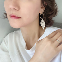 Wooden Leaf Dangle Earrings