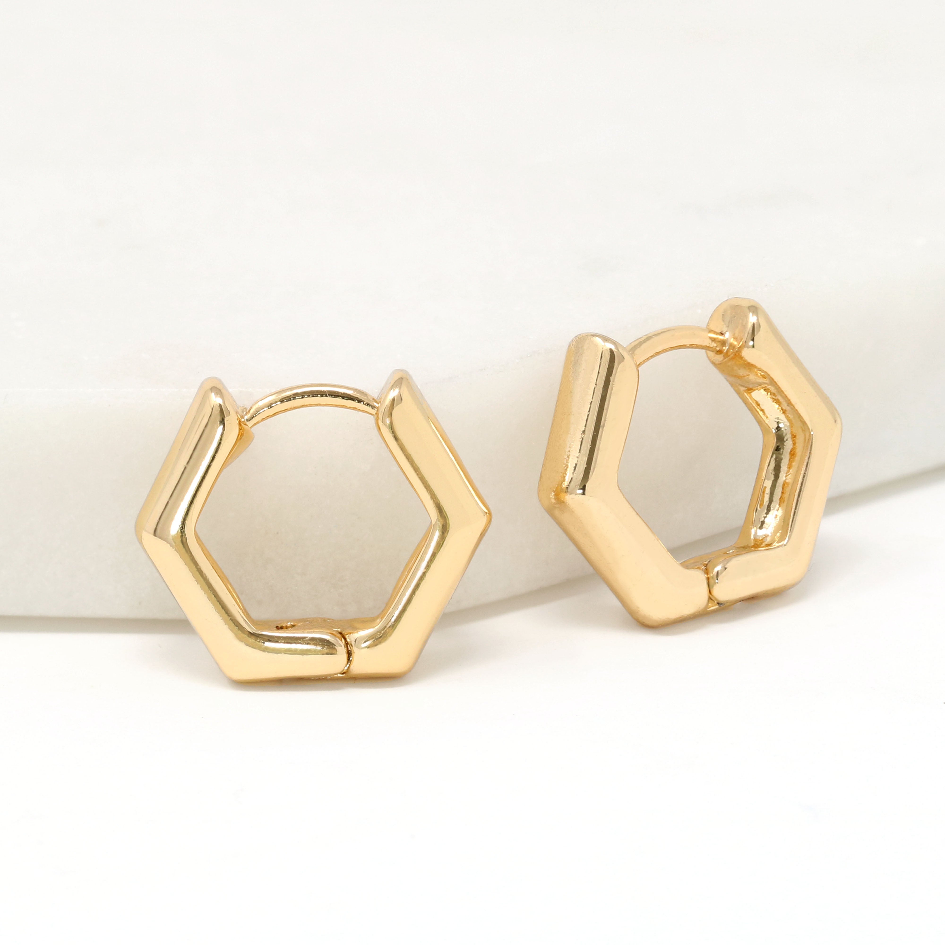 Bevelled Hexagon Hoop Earrings - Silverado Jewellery