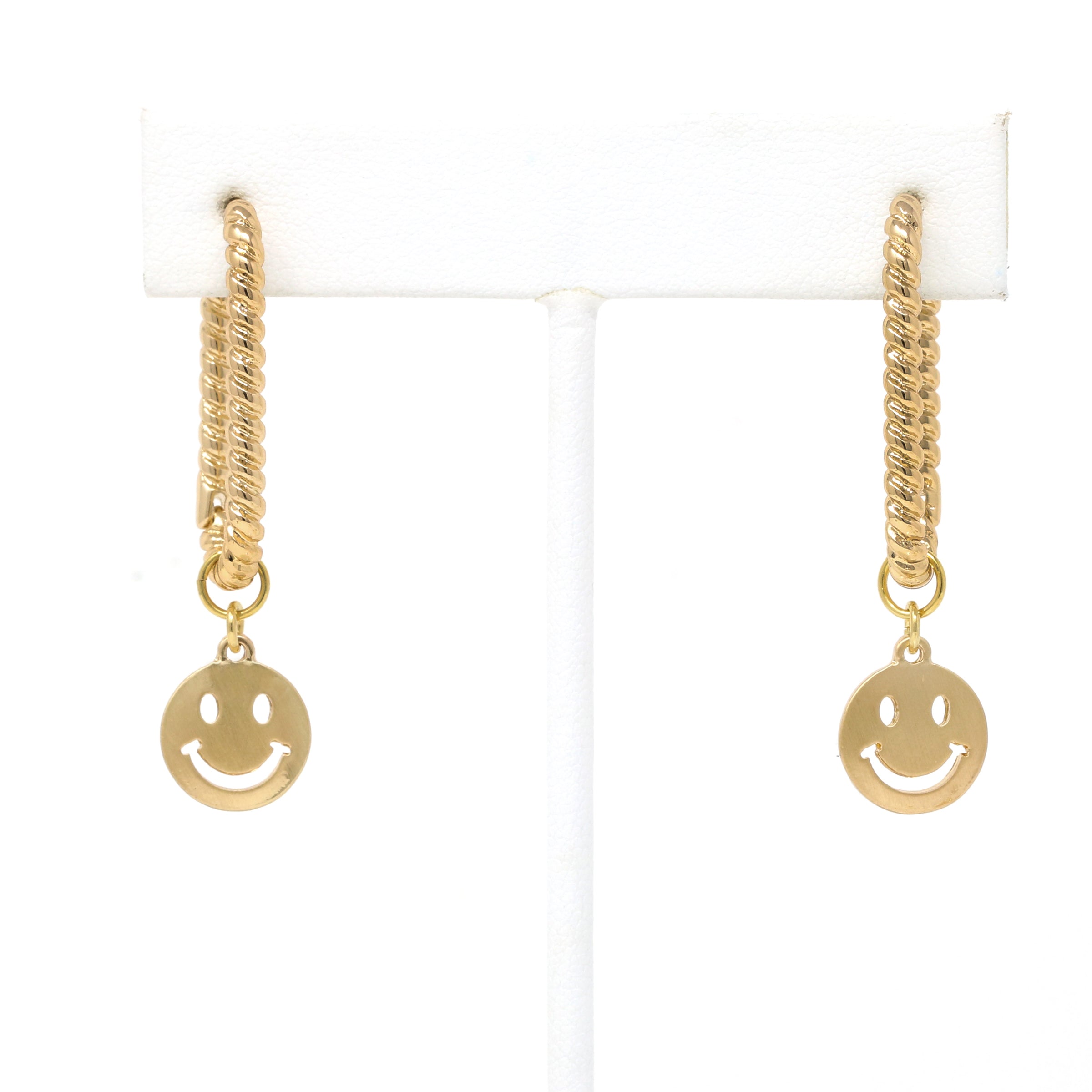 Oval Huggie Earring with Smiley Face