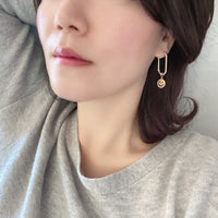 Oval Huggie Earring with Smiley Face