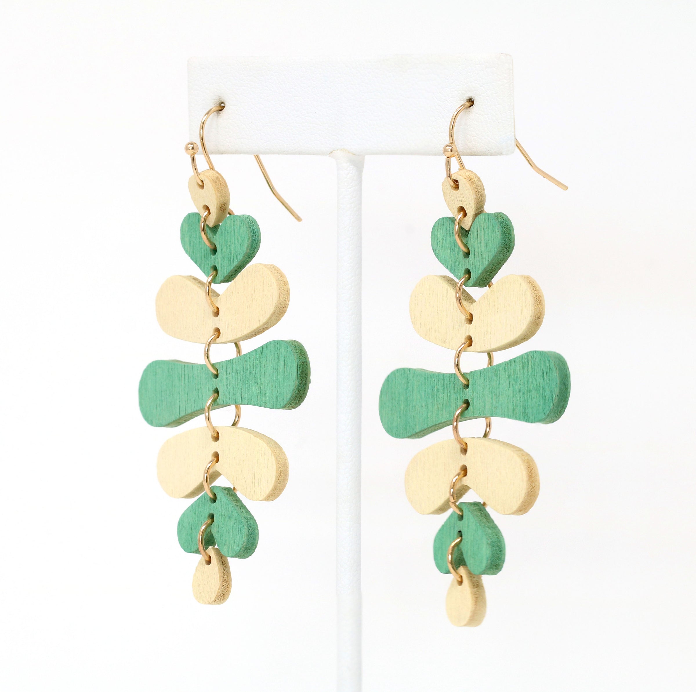 Wooden Leaf Dangle Earrings